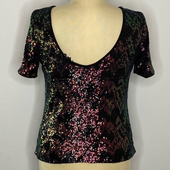 Evereve Sanctuary The Glimmer Top Black Multicolor Sequin - Picture 10 of 15